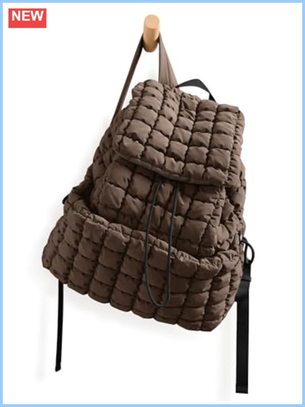 Quilted Lightweight Backpack Puffer Drawstring Travel Gym Bag